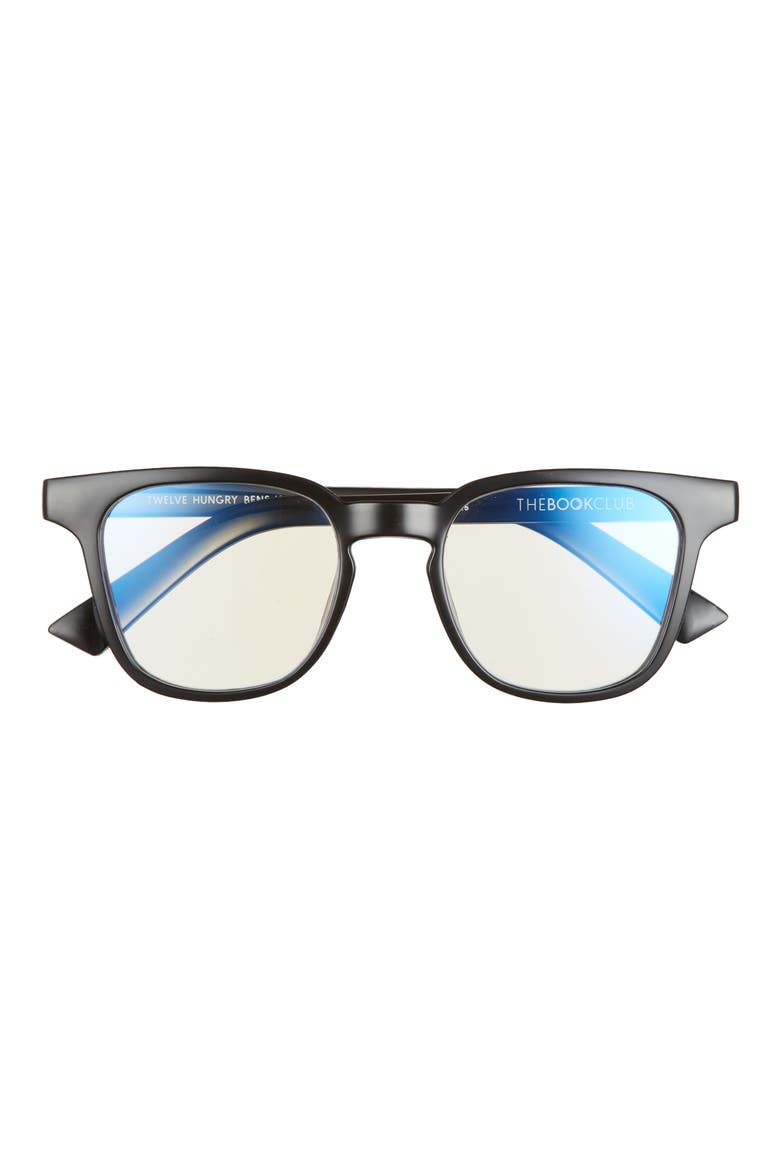 Twelve Hungry Bens 53mm Blue Light Blocking Reading Glasses, Main, color, BLACK