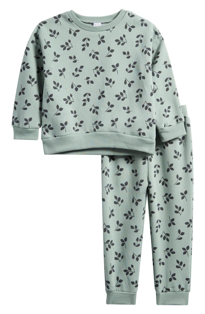 Petit Lem Kids' Print Sweatshirt & Sweatpants Set, Main, color, Foliage
