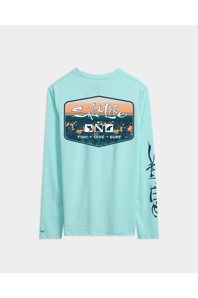 Liquid Depth Badge Long Sleeve SLX Performance Tee, Alternate, color, Lt Aruba Heather