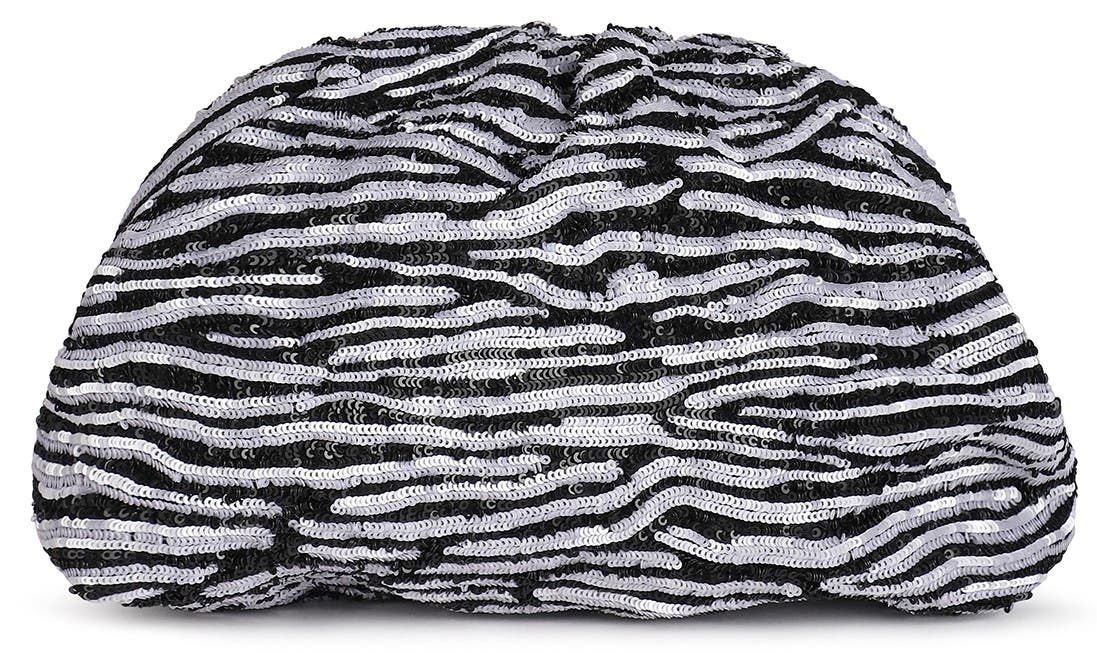 Rafe New York Aya Woven Leather Frame Clutch, Main, color, Black / White