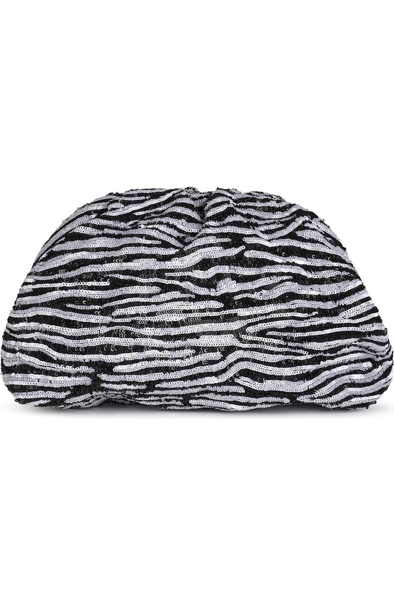 Rafe New York Aya Woven Leather Frame Clutch, Main, color, Black / White