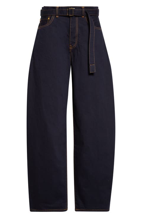 Belted High Waist Wide Leg Jeans