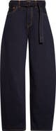 Sacai Belted High Waist Wide Leg Jeans