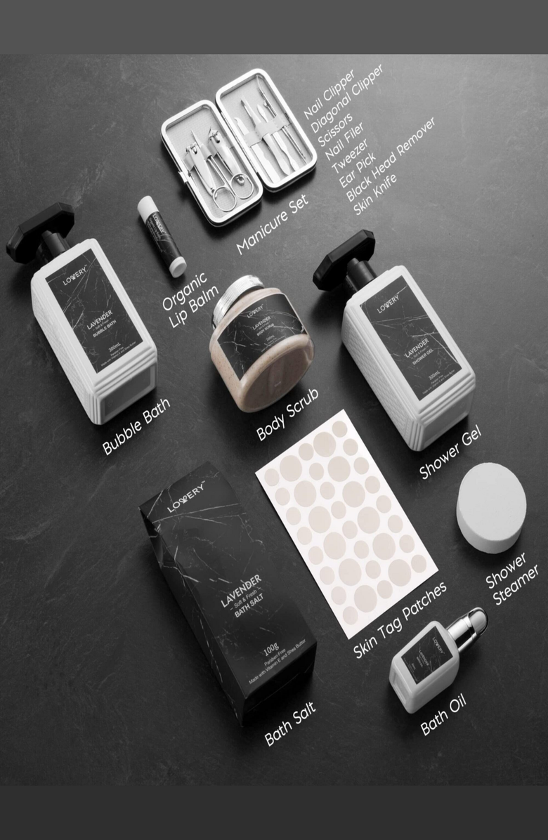 Lovery Lavender 18-Piece Birthday Gift Basket, Alternate, color, Black Marble