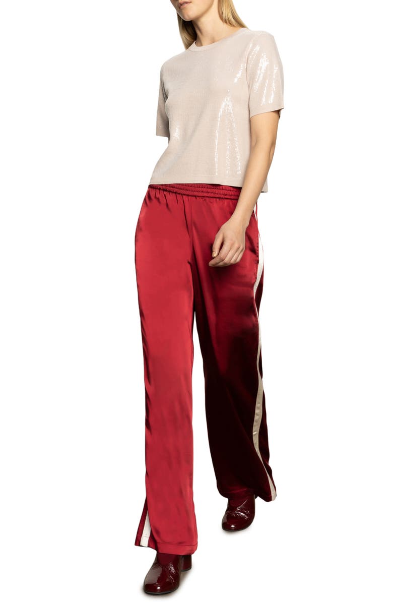 Sanctuary Satin Track Pants, Alternate, color, Crimson