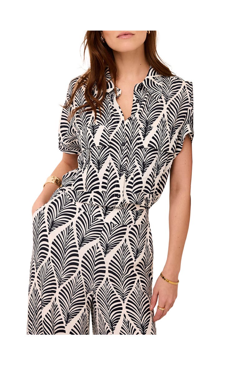 Leaf Print Resort Shirt, Main, color, Blue