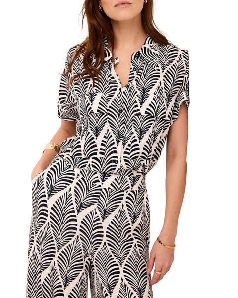 Leaf Print Resort Shirt