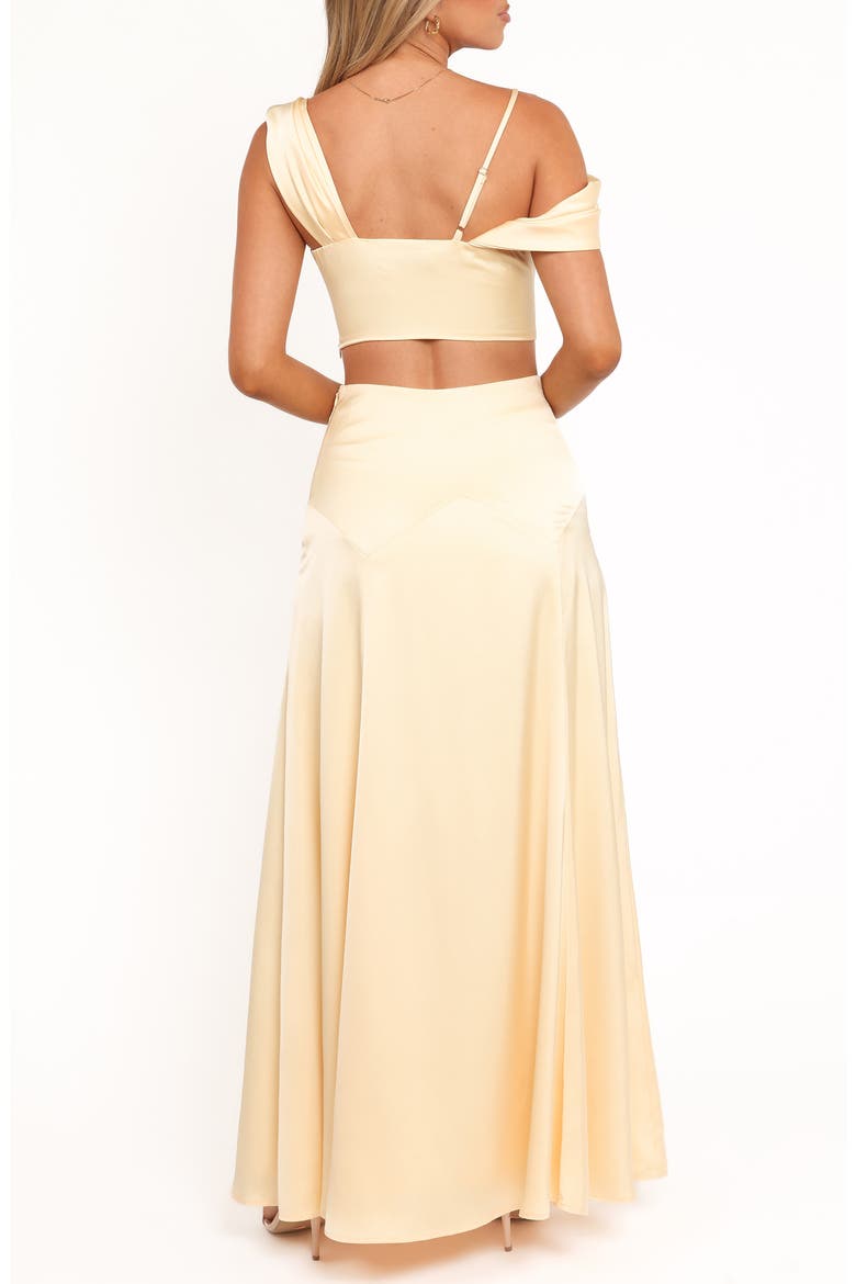 Marylin Cold Shoulder Crop Top & Maxi Skirt, Alternate, color, BUTTER YELLOW
