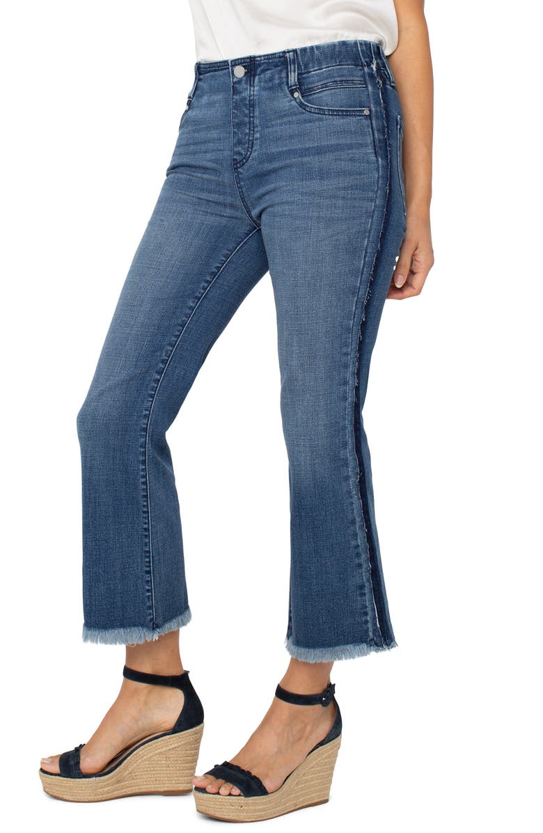 Liverpool Los Angeles Gia Glider Frayed Side Stripe Pull-On Crop Flare Jeans, Alternate, color,