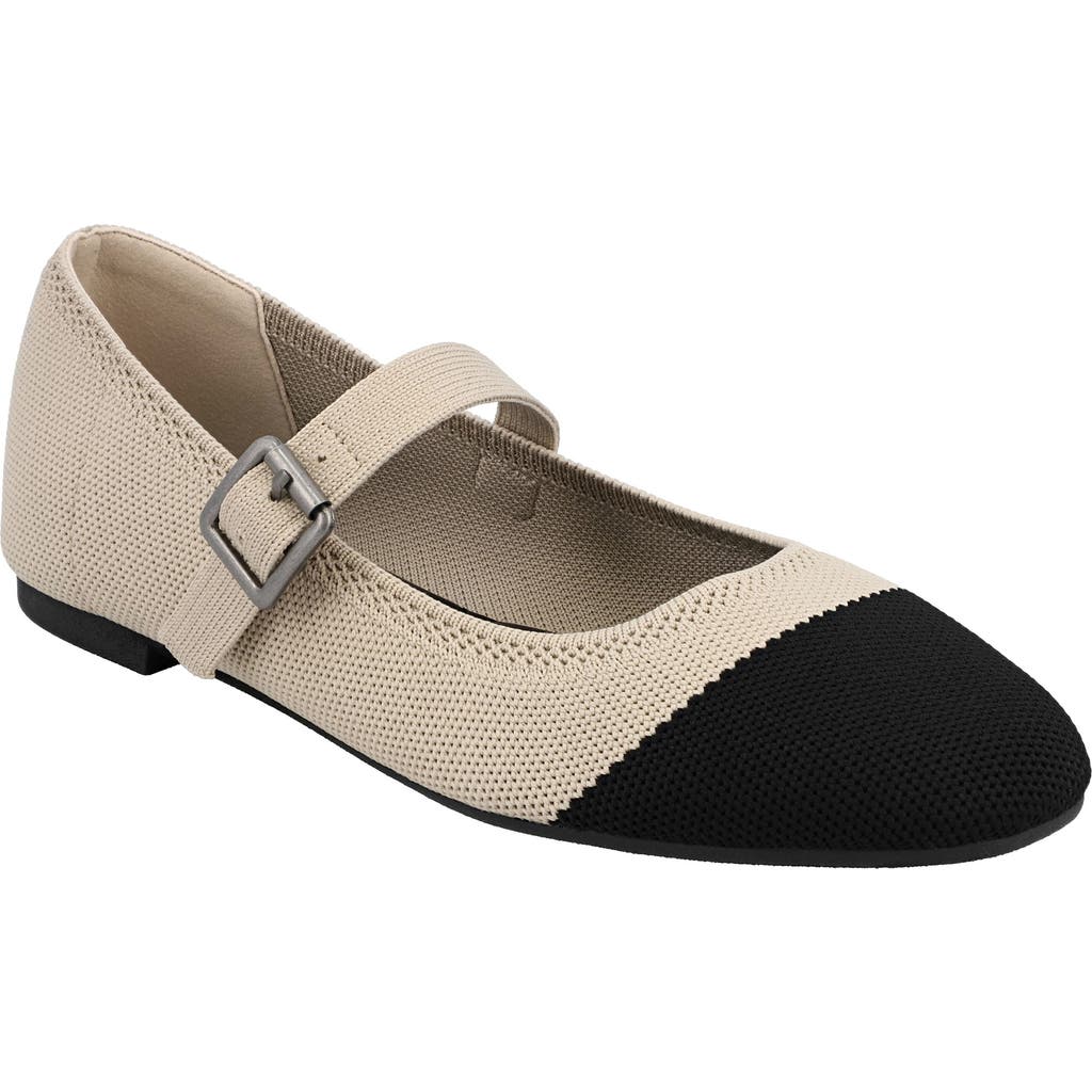 Mia Brita Knit Mary Jane Ballet Flat In Sand/black