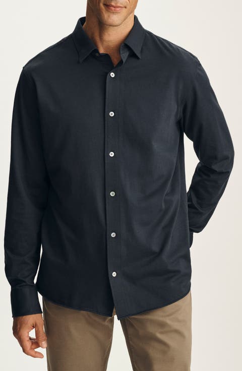 Cotton Blend Button-Up Shirt