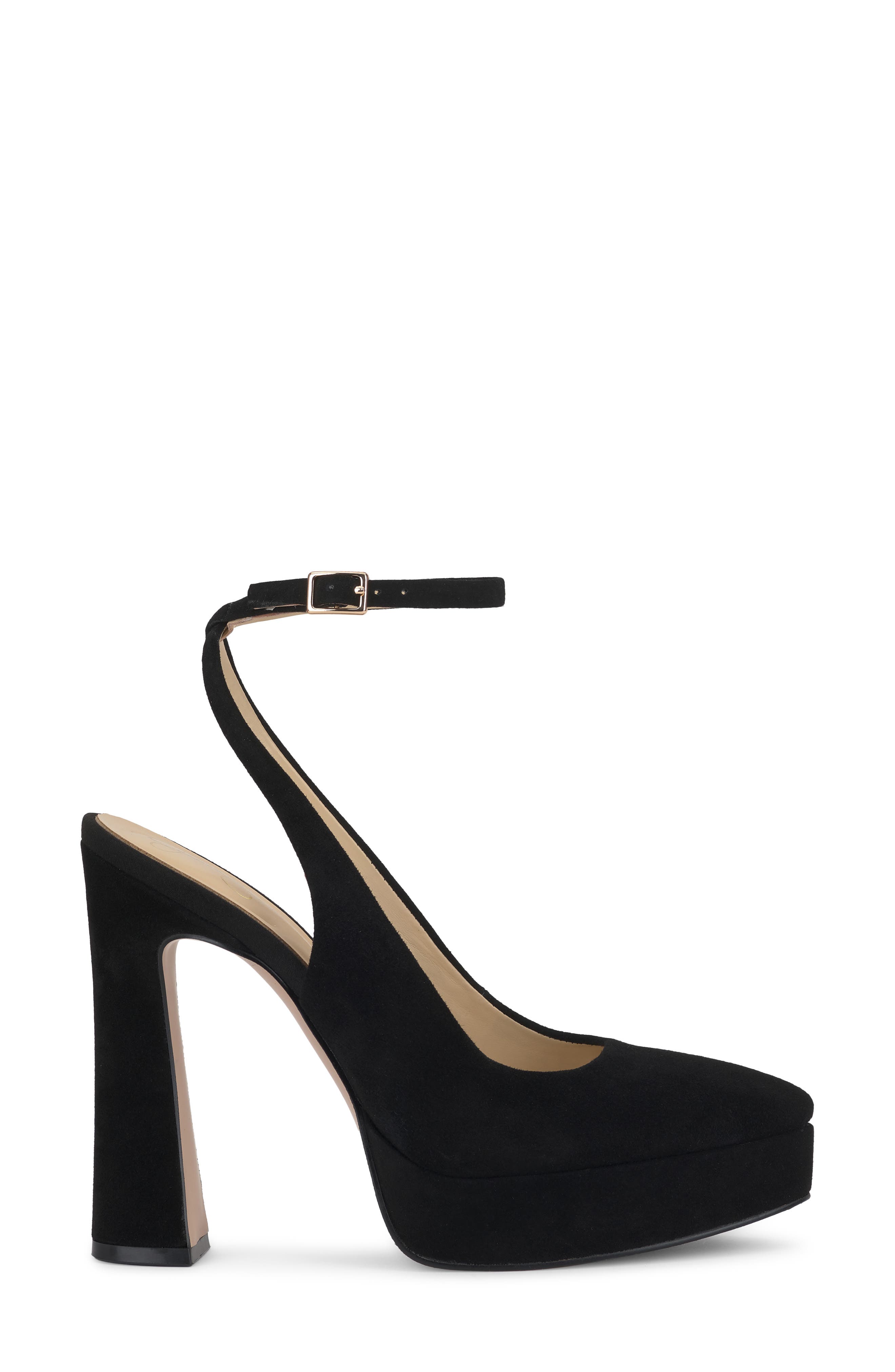 Nelica Ankle Strap Platform Pointed Toe Pump, Alternate, color, BLACK