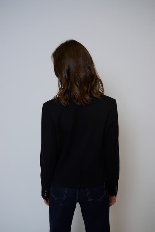 Central Park West Halsey Ponte Mandarin Collar Jacket In Blue
