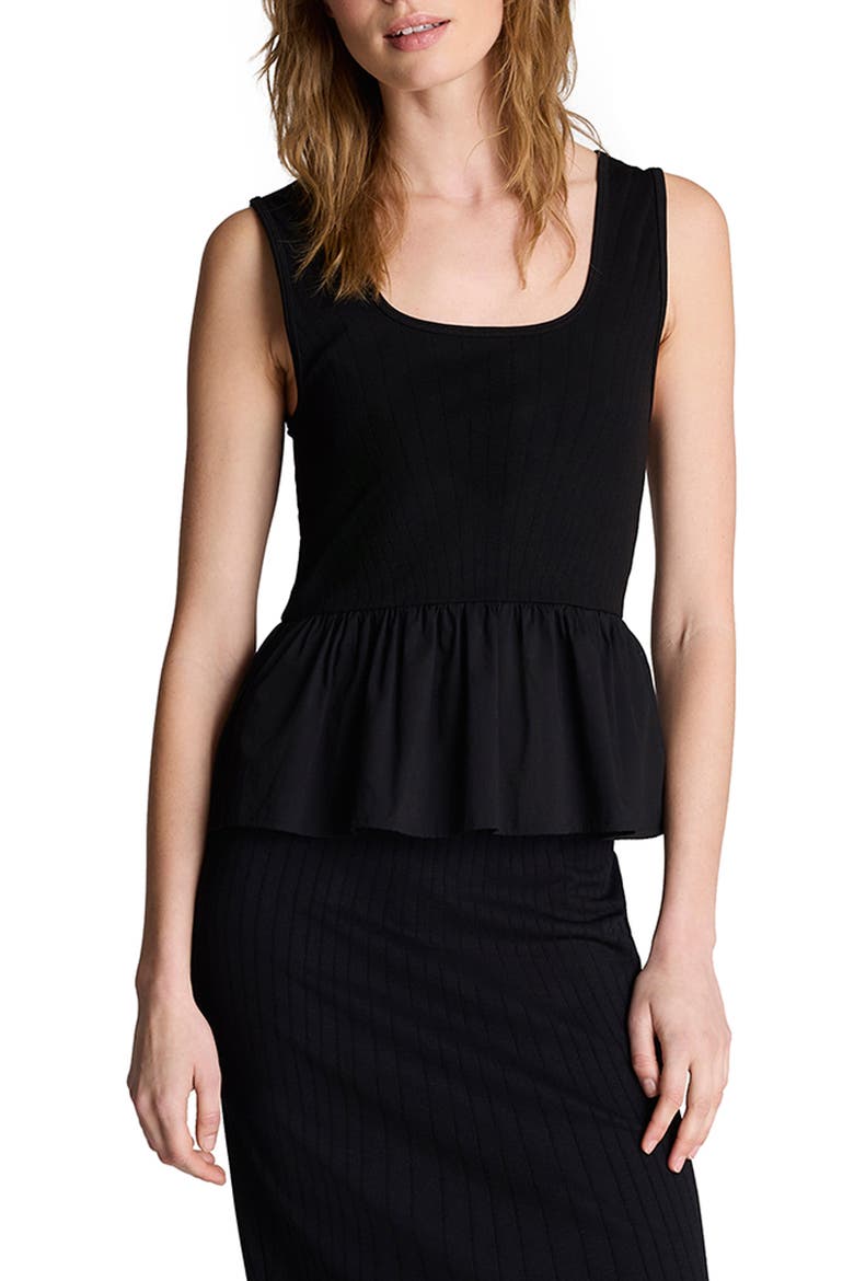 Seamless Peplum Tank, Main, color, BLACK