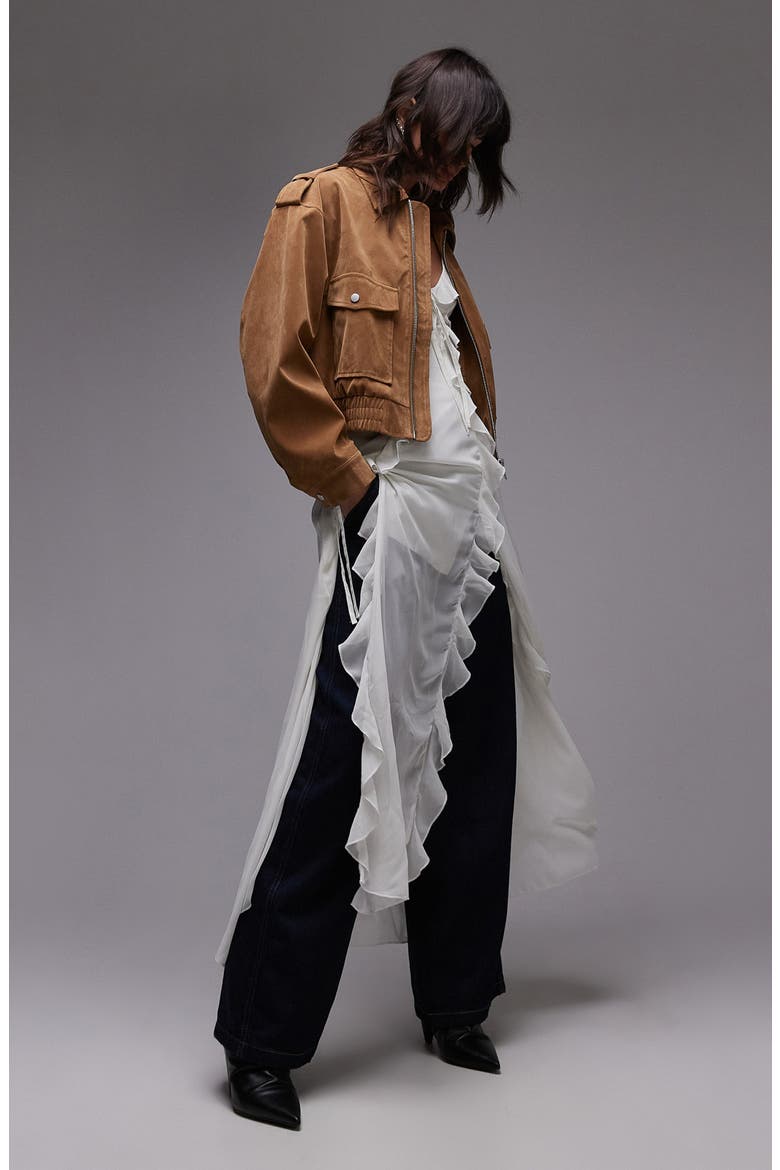 Faux Suede Jacket, Alternate, color, CAMEL