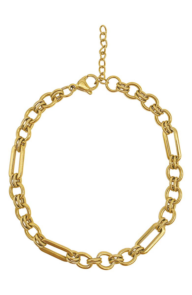 Adornia Water Resistant Mixed Link Anklet, Main, color,