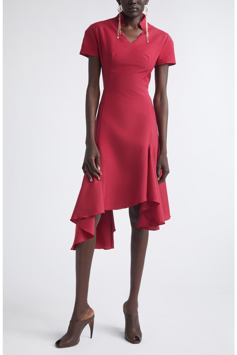 Asymmetric Wool & Mohair Dress, Main, color, RASPBERRY