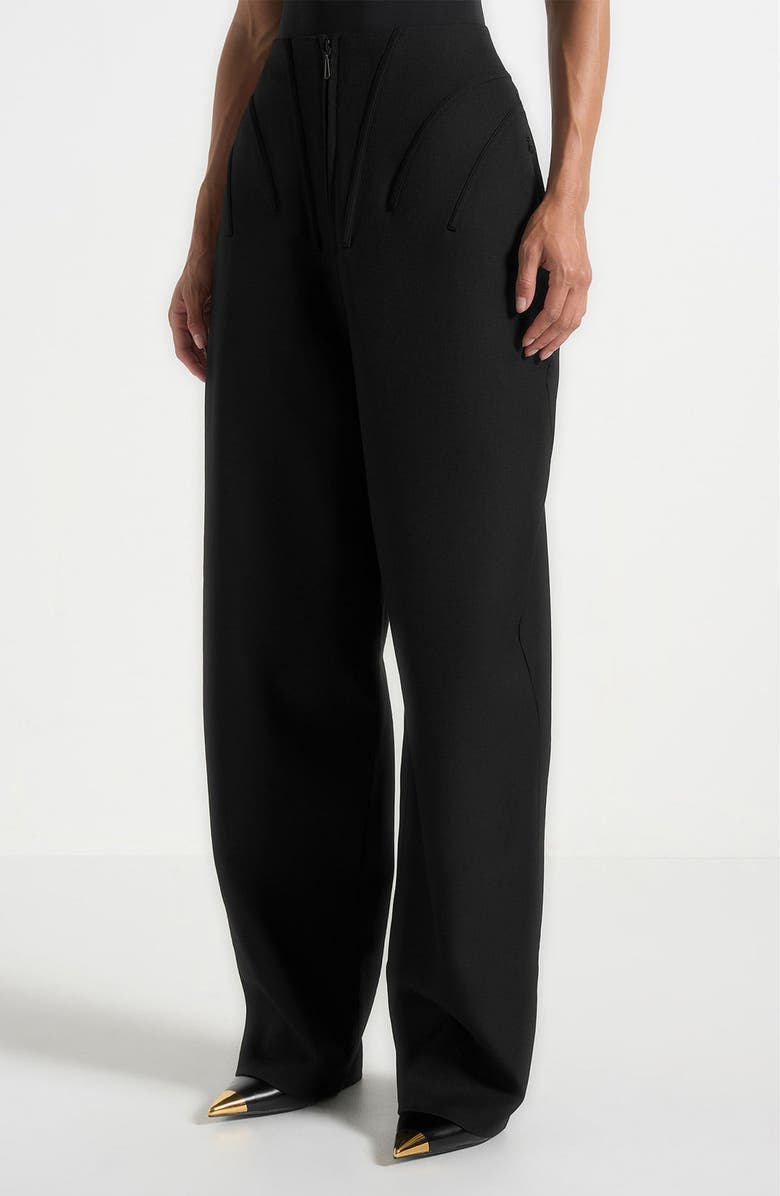 Manière De Voir Rena High Waisted Corset Sculptural Trousers, Alternate, color, Black