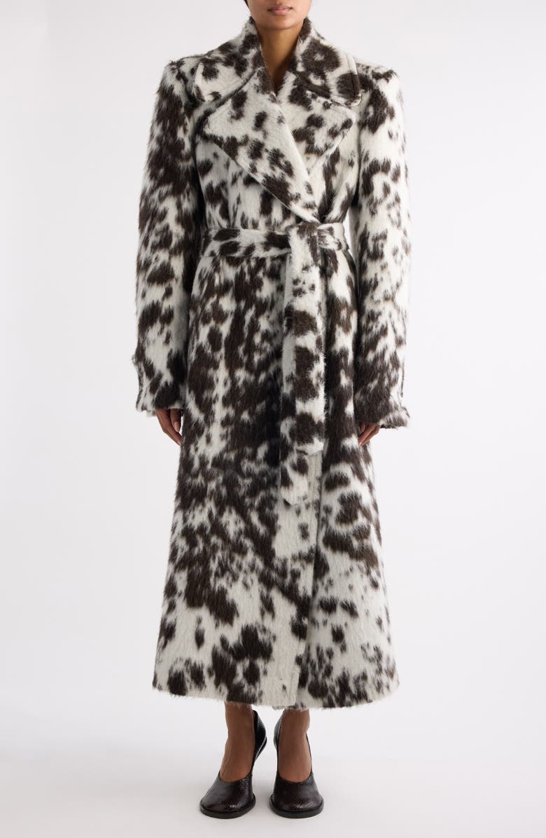 Dries Van Noten Rafaella Cow Print Faux Fur Jacket, Main, color, Brown
