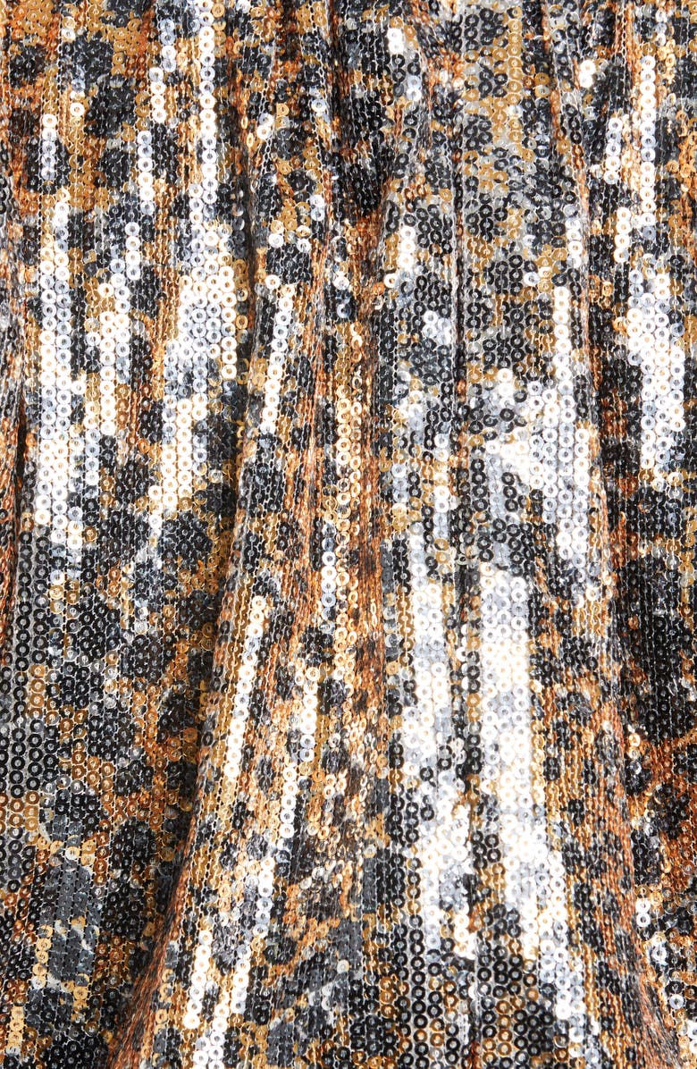 Sea Leopard Print Sequin Puff Sleeve Blouse, Alternate, color,