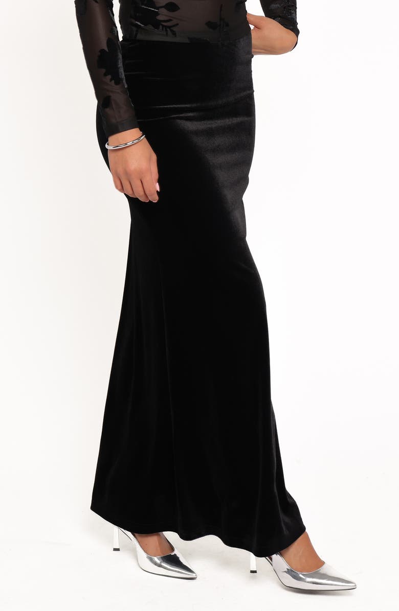 Petal & Pup Velman Velvet Maxi Skirt, Alternate, color, Black