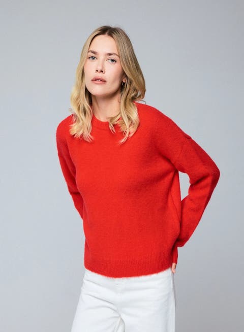 Wool Cashmere Knit  Pullover Crewneck Sweater