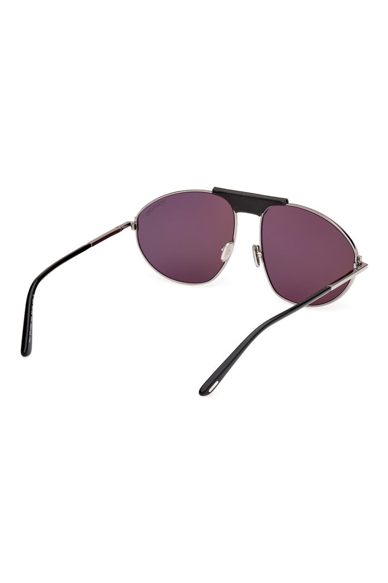 Ken 60mm Pilot Sunglasses, Alternate, color, RUTHENIUM / BLACK / T LOGO