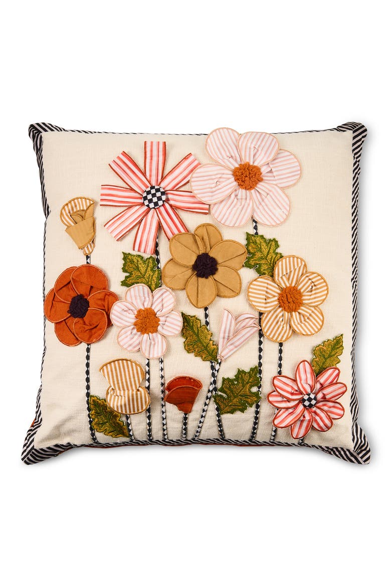 Striped Flowers Throw Pillow, Main, color, MULTI