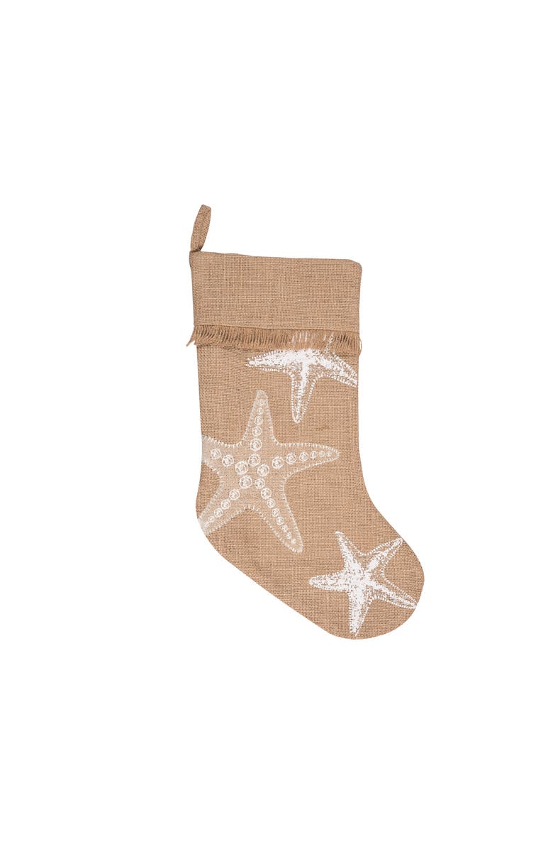 C&F Home Starfish Beige Hanging Christmas Stocking 20", Main, color, Beige
