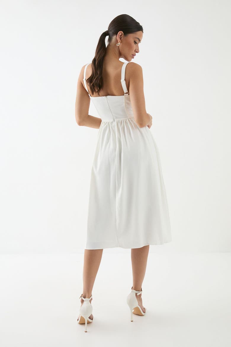 Square Neck A-Line Midi Dress, Alternate, color, Ivory