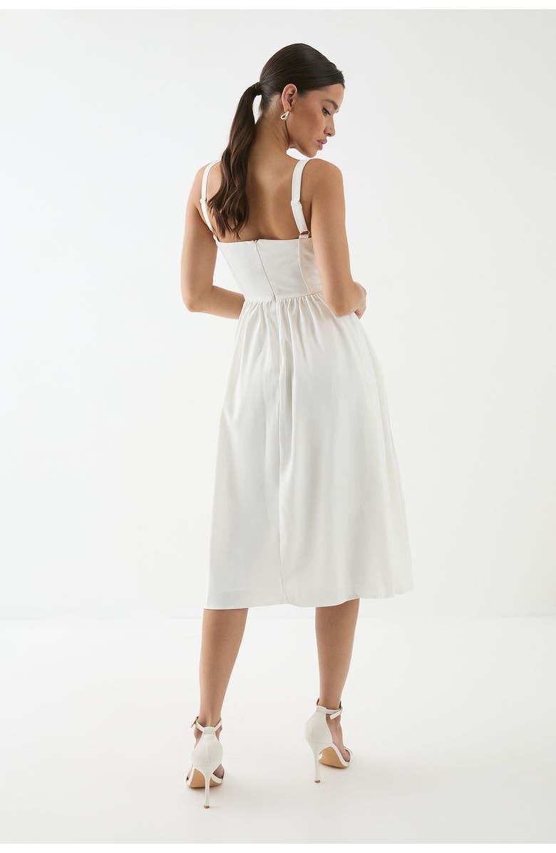 MissPap Square Neck A-Line Midi Dress, Alternate, color, Ivory