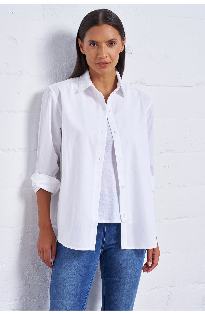 Franne Golde Crisp Cotton Button-Up Shirt, Main, color, 