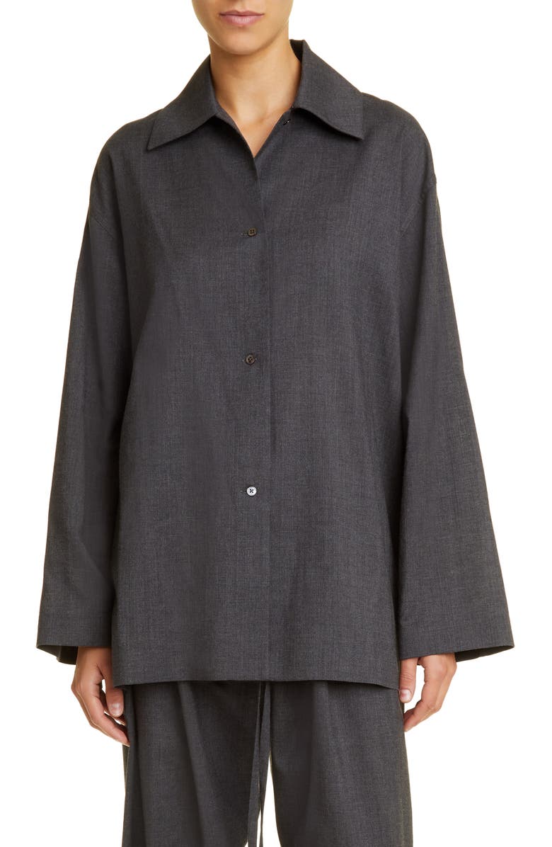 The Row Rigel Silk & Cotton Button-Up Shirt, Main, color,