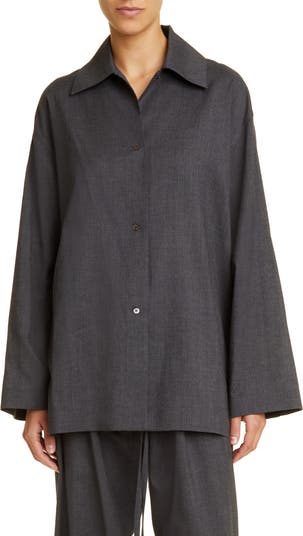 the row rigel shirt シャツ　オーバーサイズ　ザロウ　シルク The Row Rigel Silk & Cotton Button-Up Shirt | Nordstrom