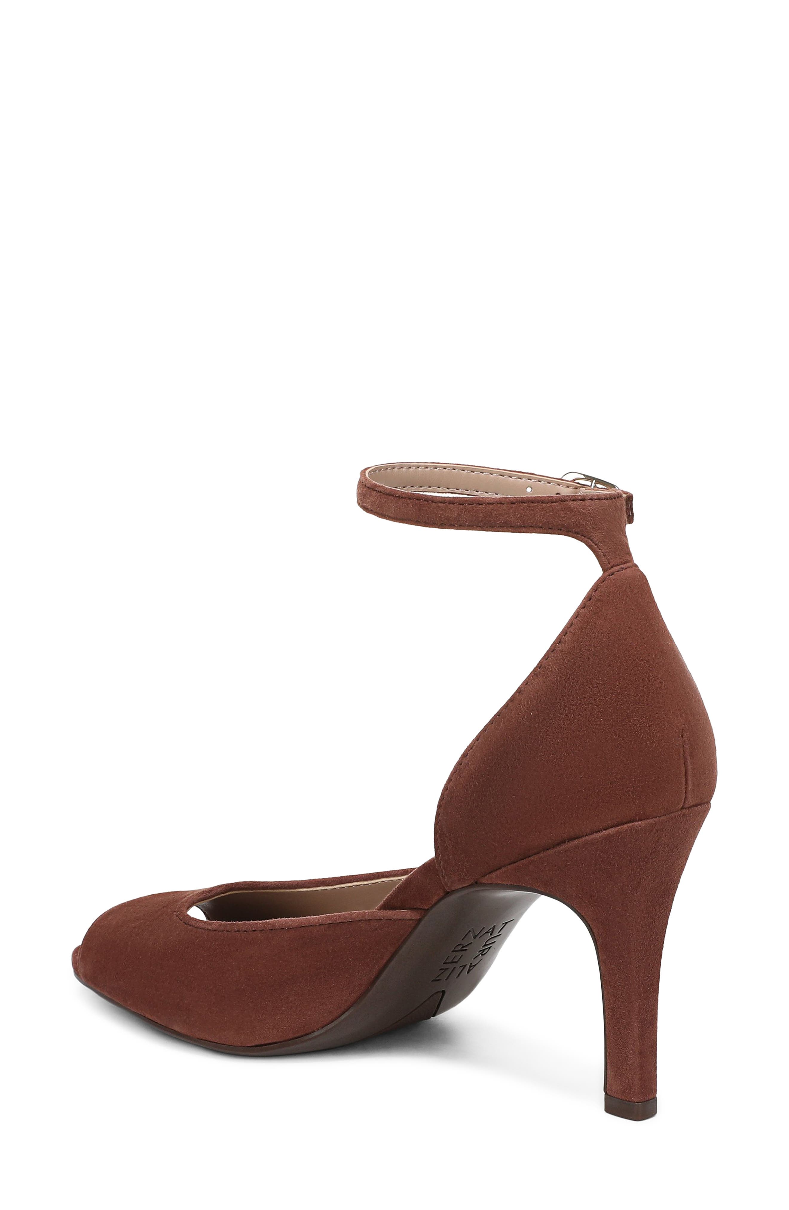 Naturalizer Asha Ankle Strap Peep Toe Pump, Alternate, color, Cappuccino