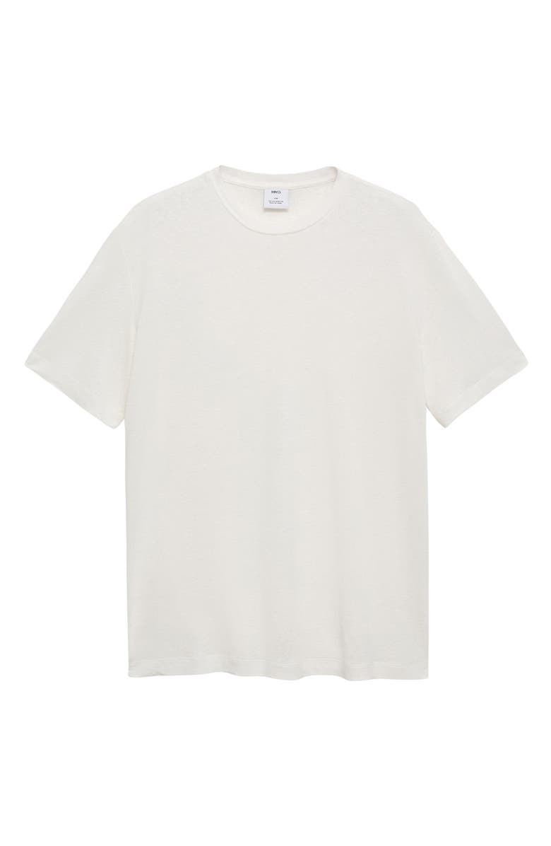MANGO Slim Fit Linen Blend T-Shirt, Alternate, color, White