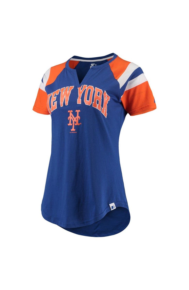 STARTER Women's Starter Royal/Orange New York Mets Game On Notch Neck ...