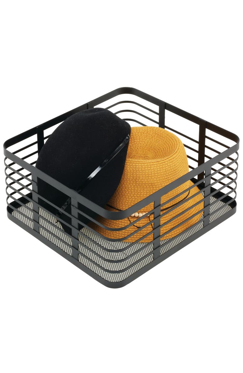 mDesign Metal Pantry Basket with Handles - Set of 4 - Matte Black, Alternate, color, Matte Black