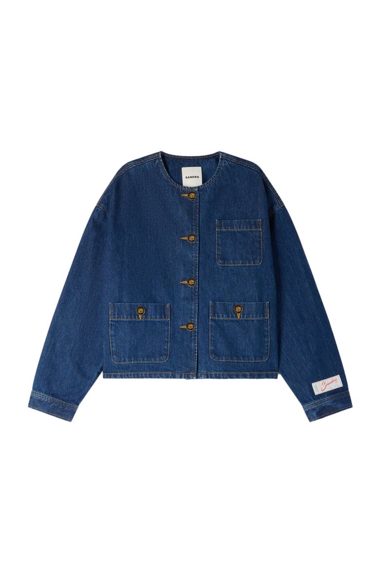 Denim jacket with fancy buttons, Alternate, color, Deep blue