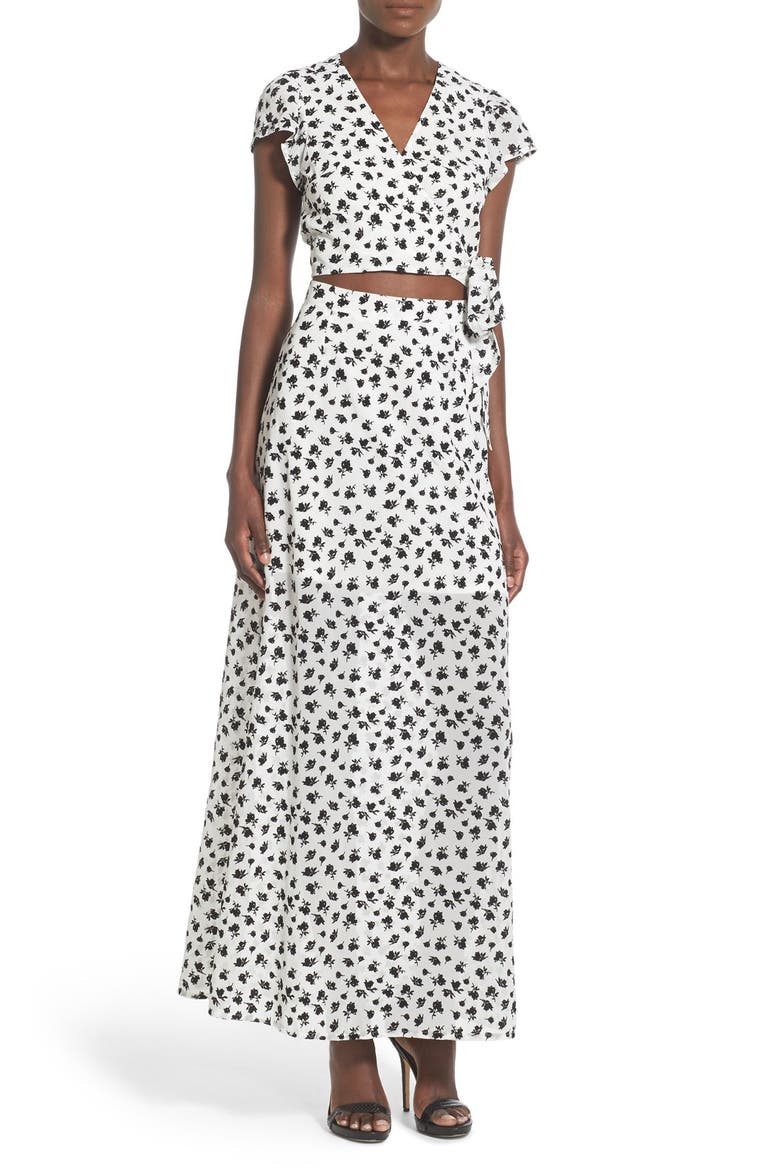 Floral Print Maxi Skirt, Alternate, color, WHITE DAISY