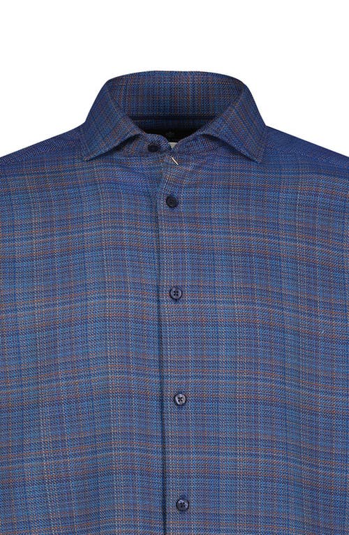 Luchiano Visconti Tri Color Basket Weave Shirt In Blue