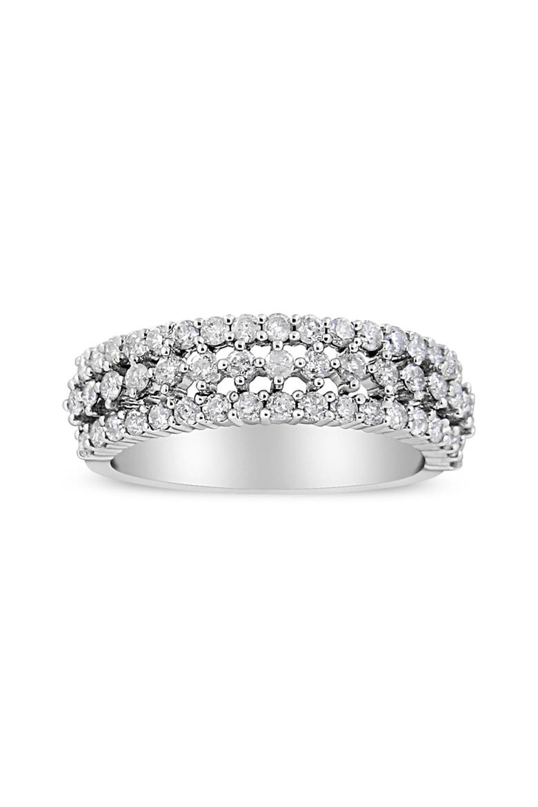 14K White Gold 1.0 Cttw Diamond Three Row Band Ring, Main, color, White