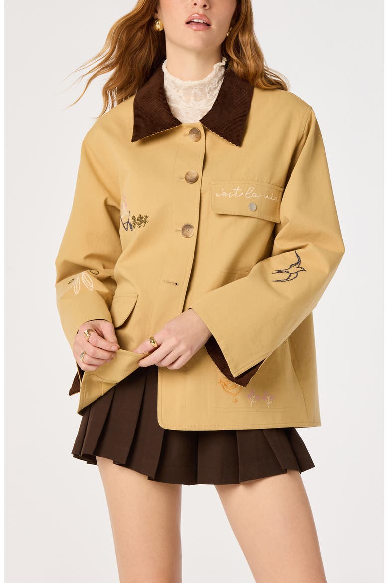 Hope Embroidered Cotton Jacket, Main, color, KHAKI BROWN
