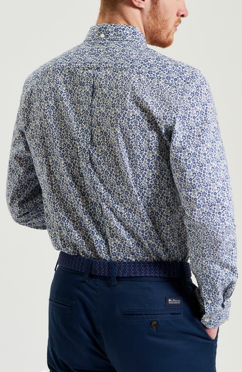 Ben Sherman Regular Fit Floral Organic Cotton Button-down Oxford Shirt In Ivory