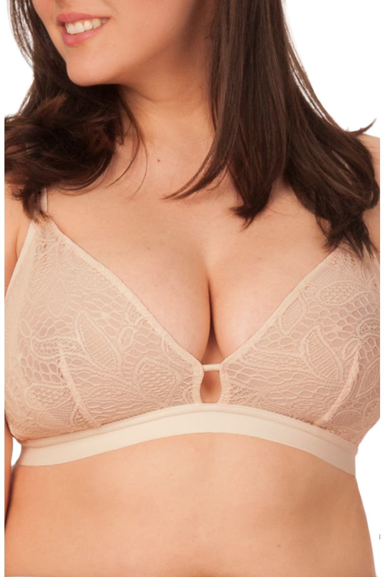 The Palm Lace Busty Bralette, Main, color, TOASTED ALMOND