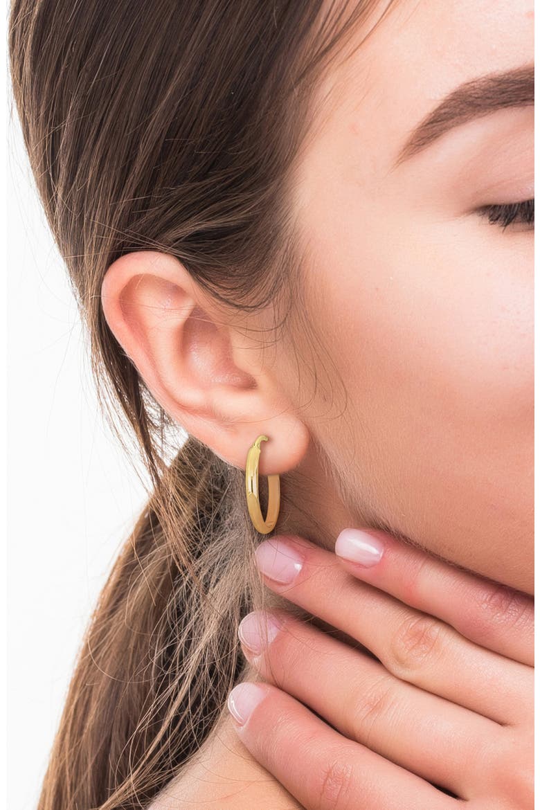 14K Gold 19mm Hoop Earrings, Alternate, color, GOLD