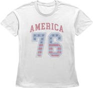 Lost Gods Women's Varsity America 76 Short Sleeve Straight Fit T-Shirt