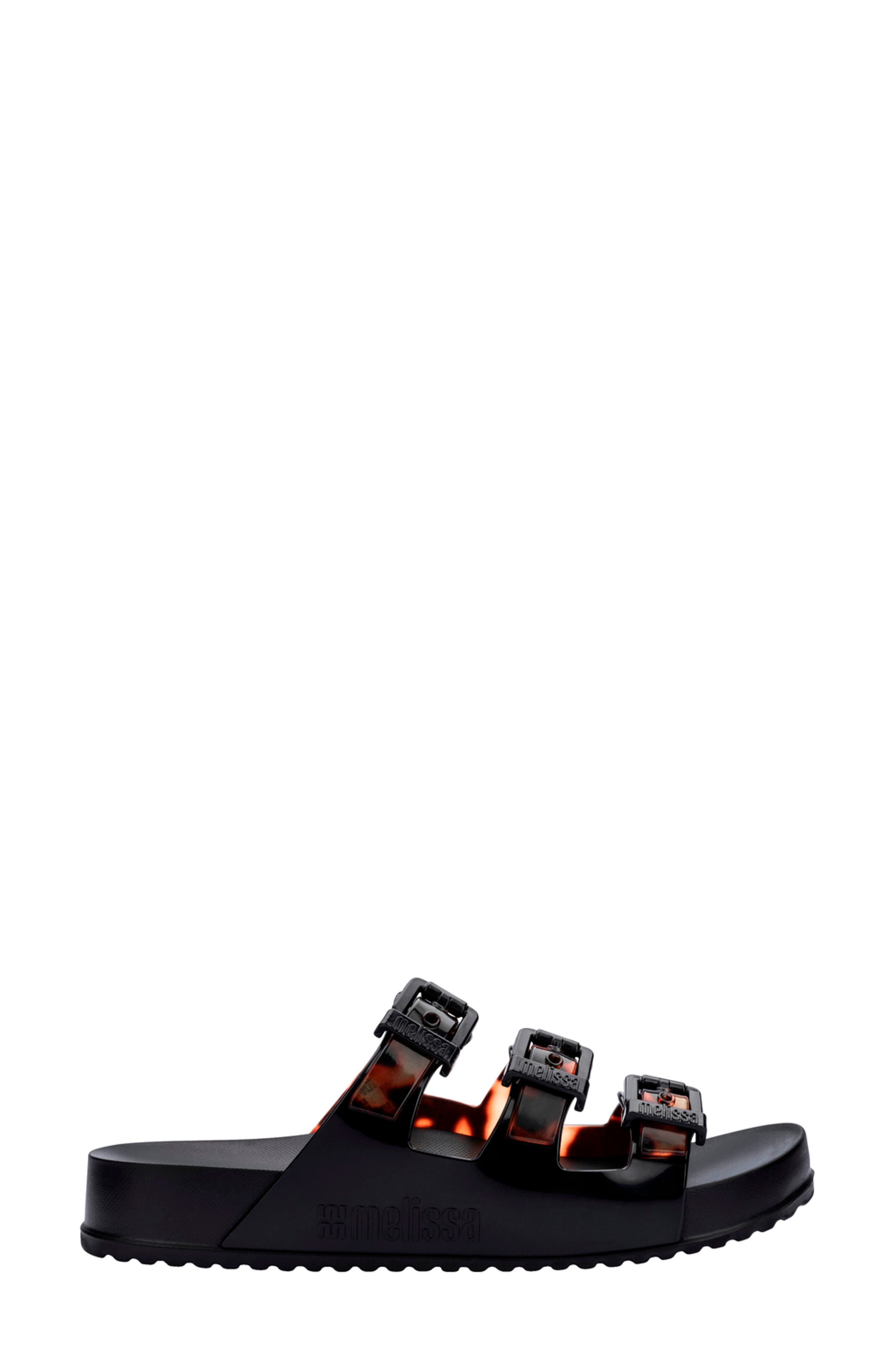 Melissa Cozy Stripes Platform Slide Sandal, Alternate, color, Black/ Clear Tortoise