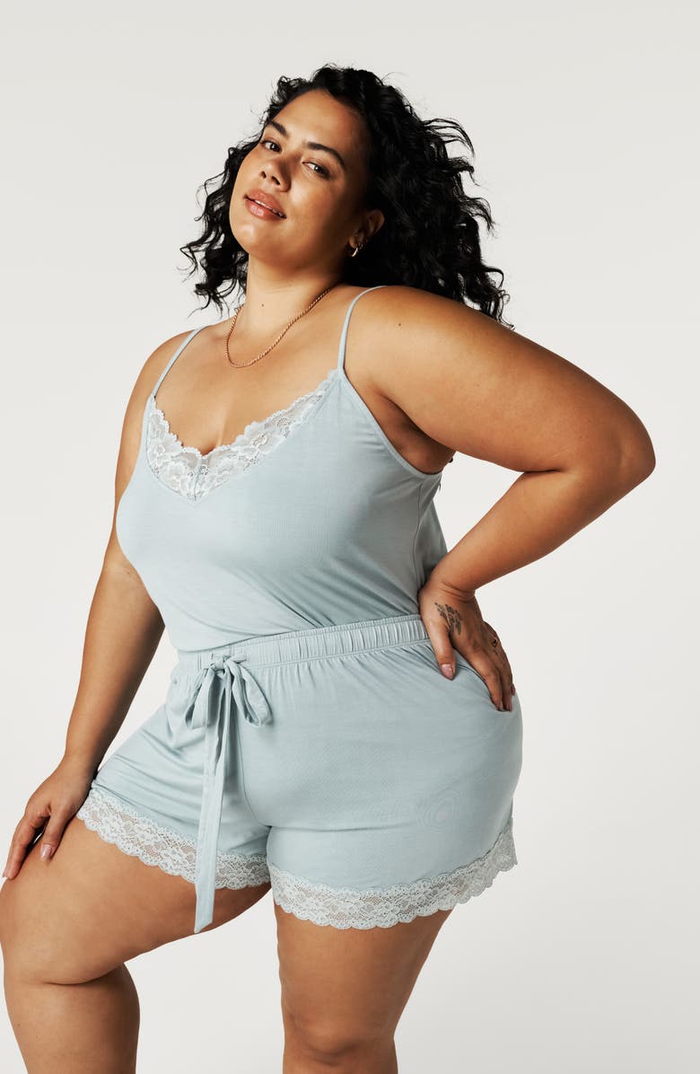 Posh Peanut Lace Pajama Shorts, Alternate, color, Shadow Green