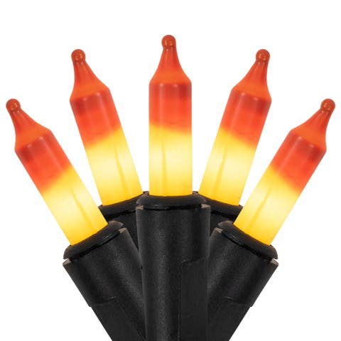Candy Corn Mini Halloween Light Set - 9.5' Black Wire - 50ct